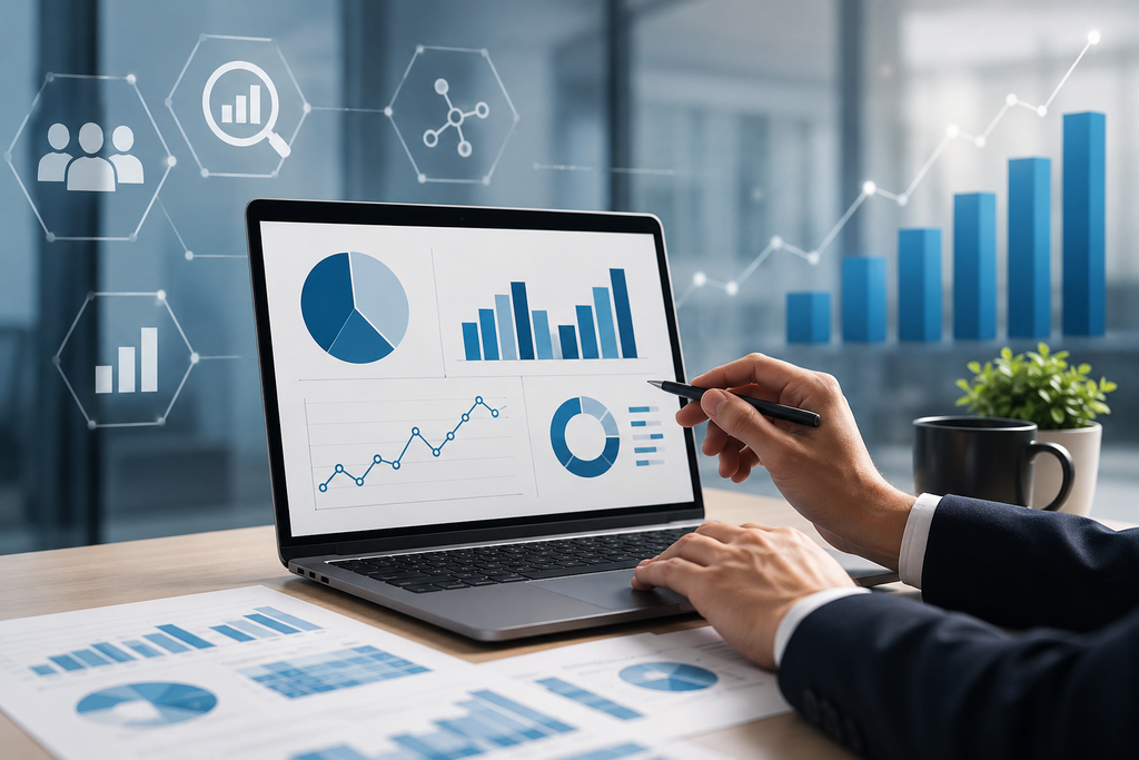 Data analytics consulting experts analyzing business data